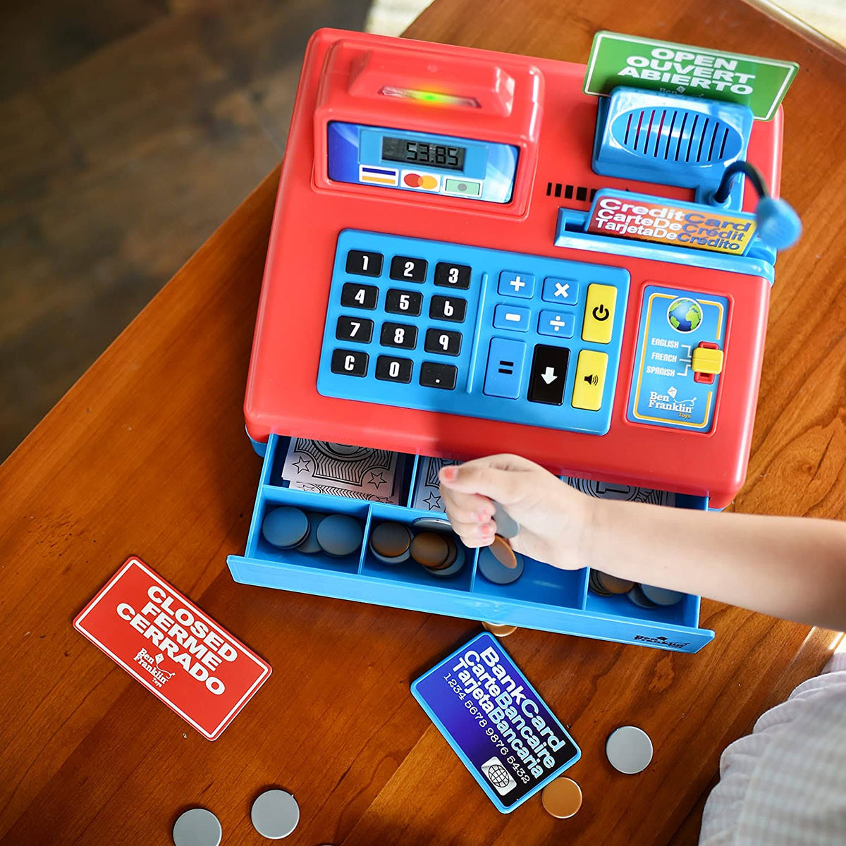 Talking Cash Register Kit with Play Money and Store Set in Red Toy N97545