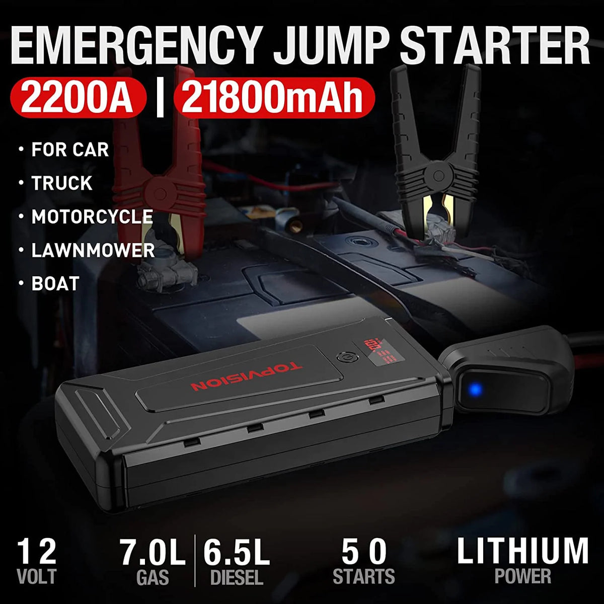 12V Car Jump Starter with Dual USB Quick Charge and DC Output Y912