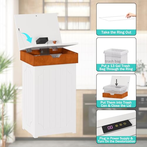Black 13 Gallon Wooden Trash Can Cabinet R11359