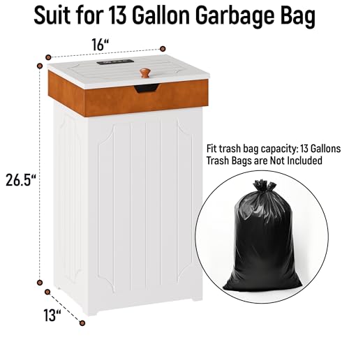Black 13 Gallon Wooden Trash Can Cabinet R11359