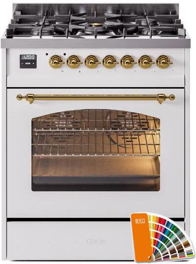 30 Dual Fuel Propane Gas Range with Brass Trim Q709