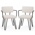Off-White Set of 6 Dining Chairs with Metal Arms A279