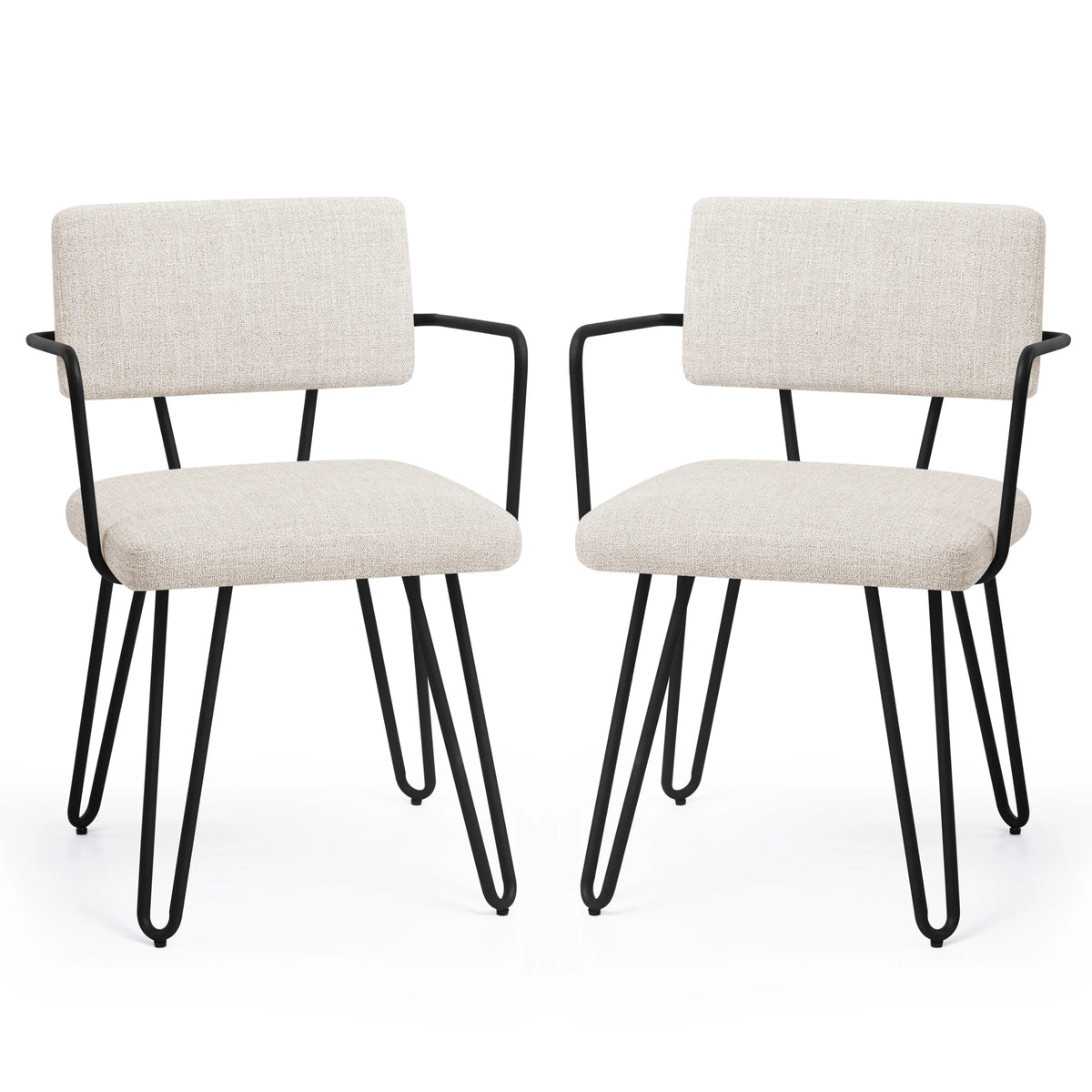 Off-White Set of 6 Dining Chairs with Metal Arms A279