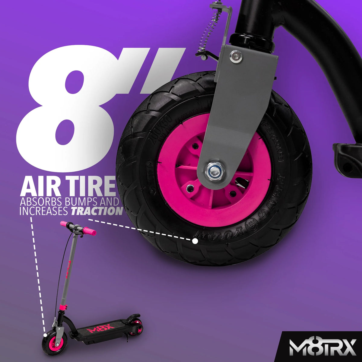 24 Volt Kids Electric Scooter, 8 Air Filled Tire, Pink G2625