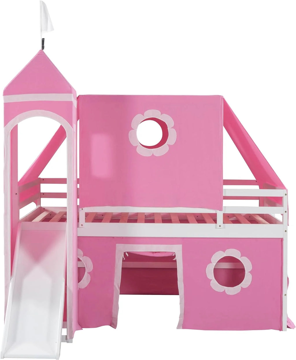 Full Size Solid Wood Low Loft Bed with Slide F694788