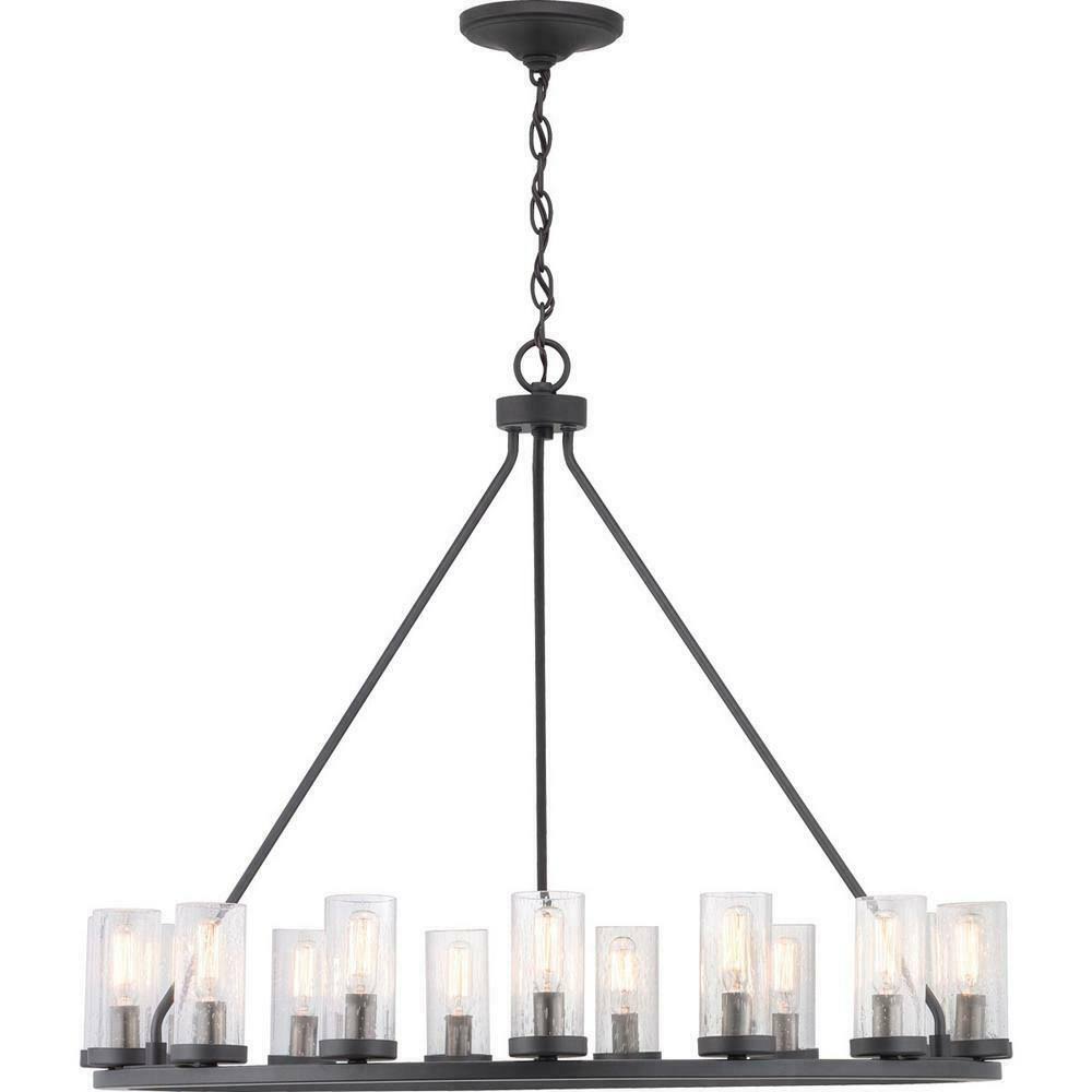 15-Light Graphite Chandelier with Clear Seeded Glass J55505