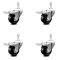 3.5 inch Phenolic Swivel Caster Set with Total Lock Brake J584