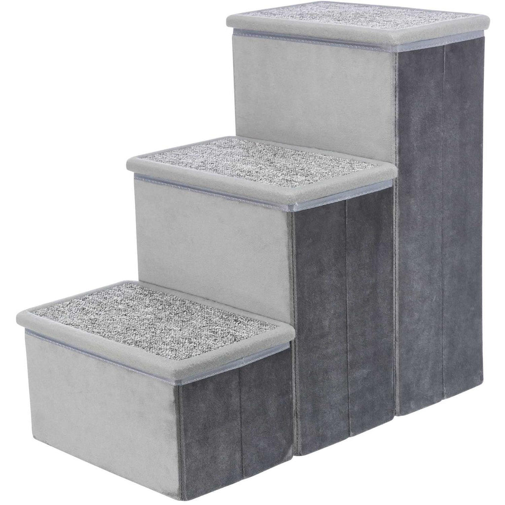 Foldable 3-Step Pet Stairs with Storage H55275