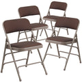 4 Pack Brown Patterned Fabric Metal Folding Chair M230658
