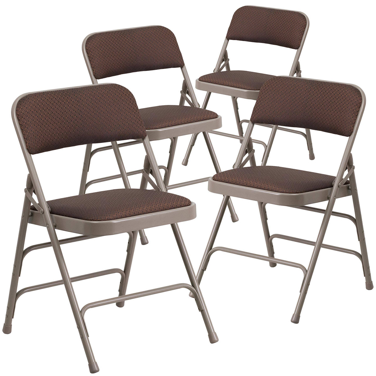 4 Pack Brown Patterned Fabric Metal Folding Chair M230658