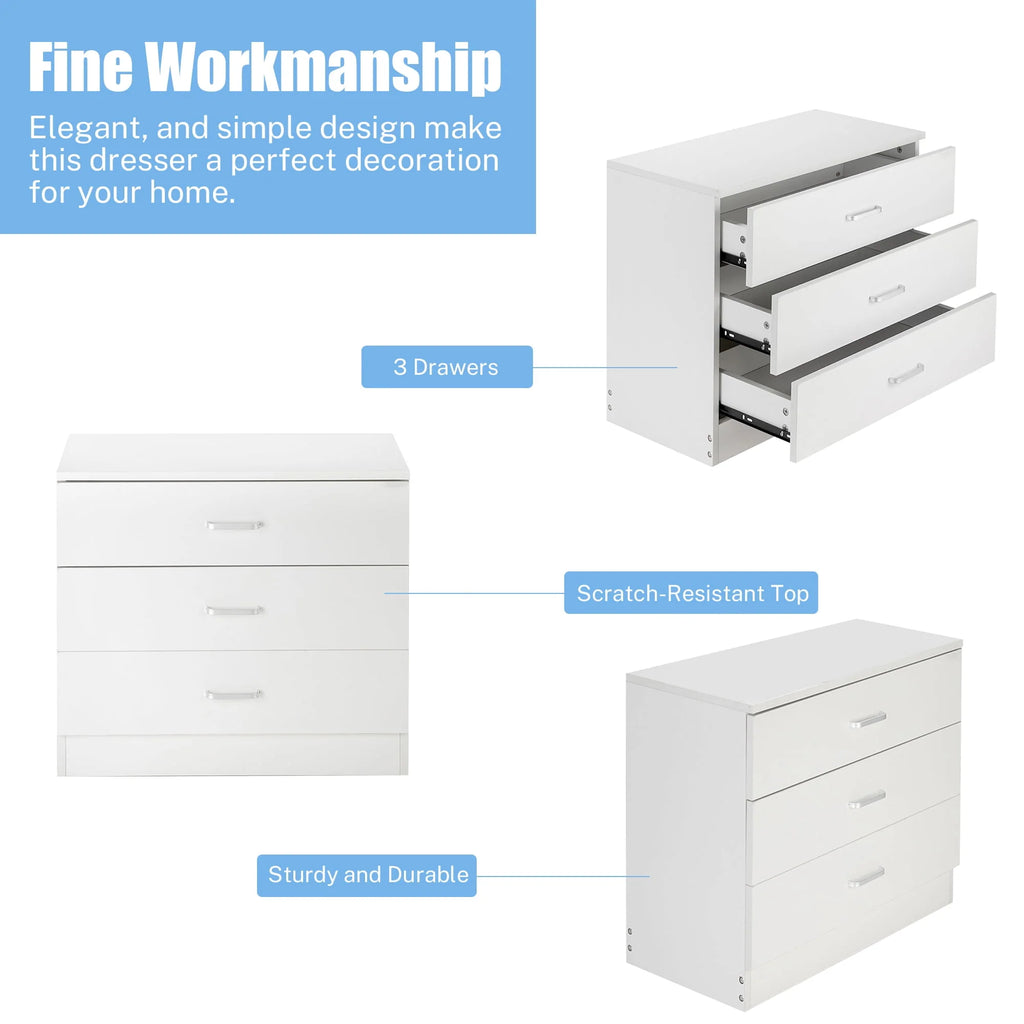 Black 4 Drawer Wood Dresser S626