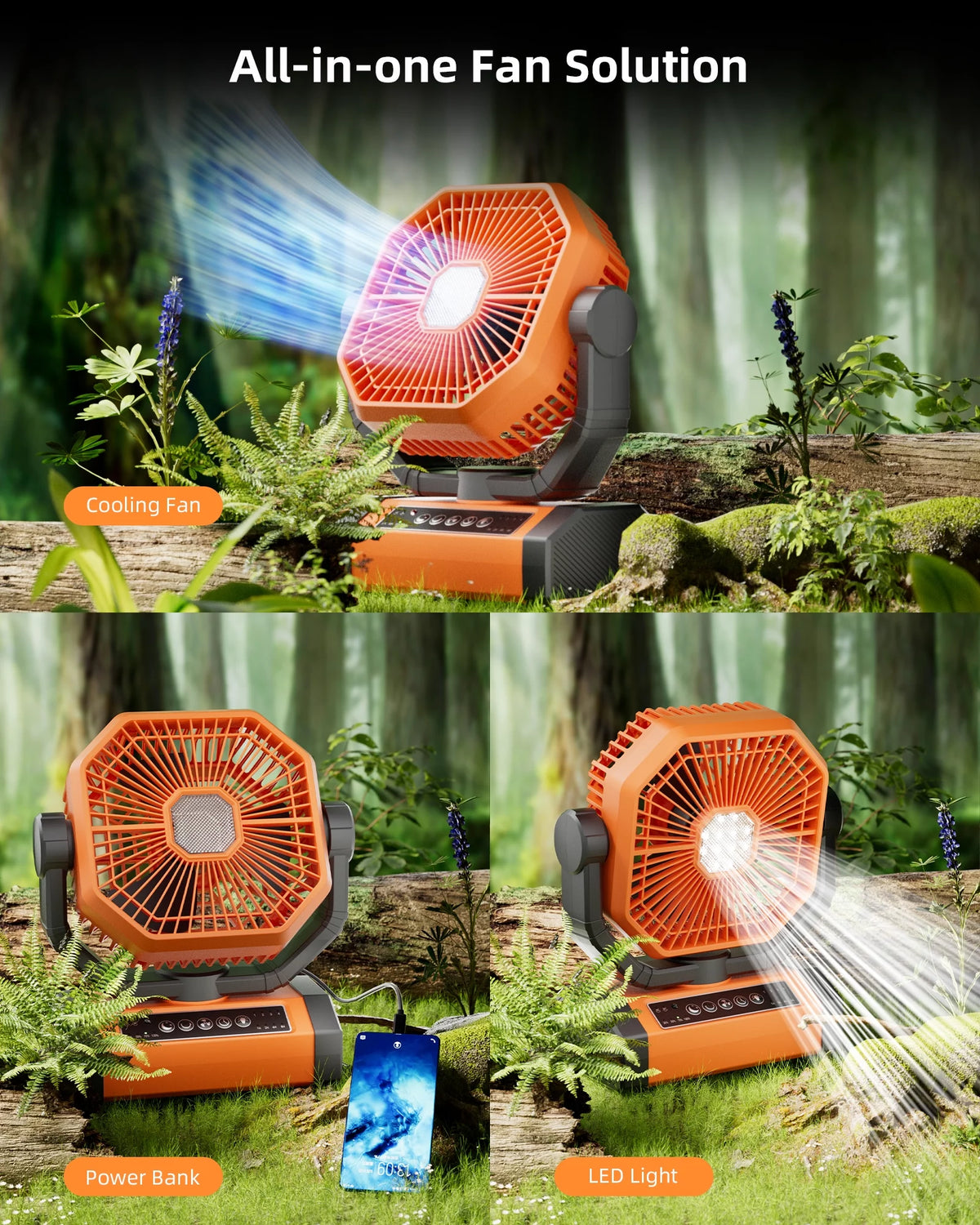 Portable Camping Fan 20000mAh Rechargeable with LED Lantern C1875