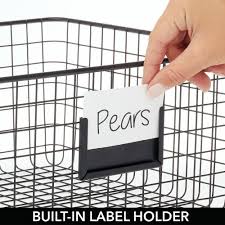 Metal Wire Food Organizer Storage Baskets with Label Slot Y4499