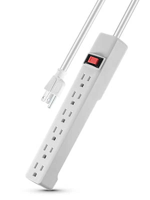 6 Outlet Power Strip with 2.5 ft Cord, White F807