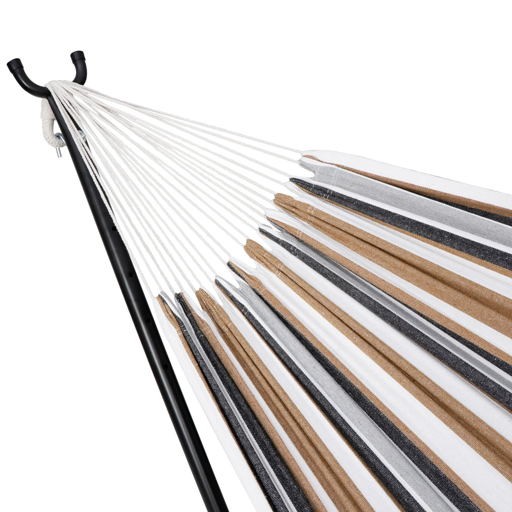 Portable Double Outdoor Hammock with 9FT Stand Set, Carry Case, Brown R1265