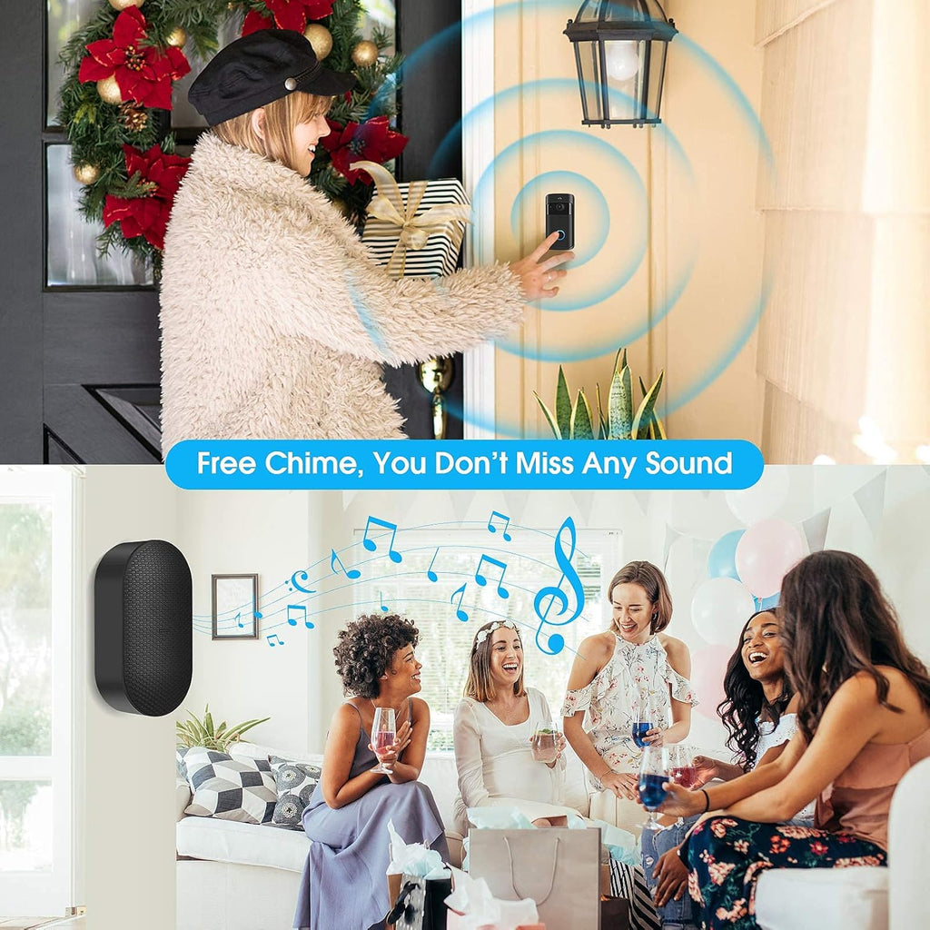 Wireless Doorbell Camera with Chime, Motion Detection, 2-Way Audio, Night Vision F62929