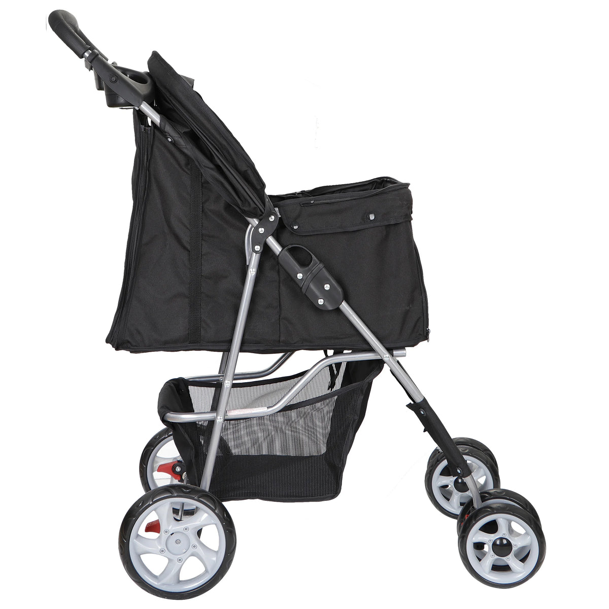 4 Wheel Foldable Pet Stroller with Storage Basket & Cup Holder M615072