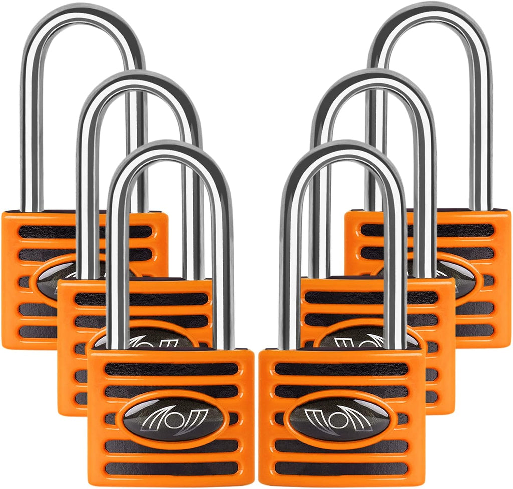 2.5 Inch Long Shackle Keyed Alike Padlocks 6 Pack Red A82251