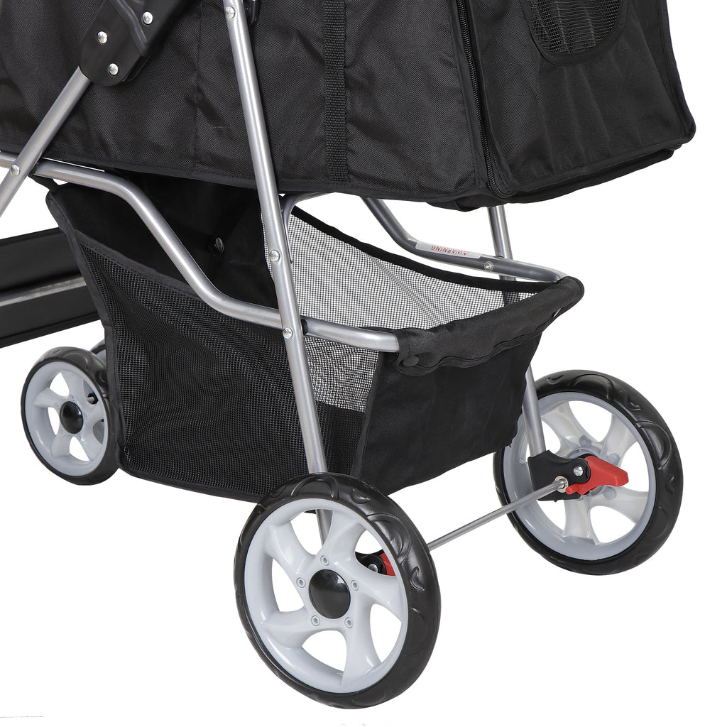 4 Wheel Foldable Pet Stroller with Storage Basket & Cup Holder M615072
