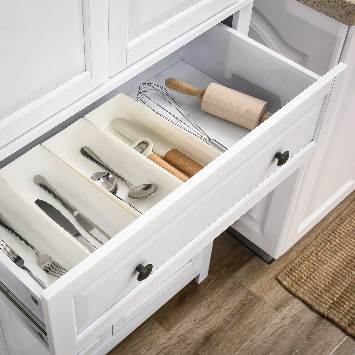 White Pinewood Kitchen Pantry Storage Cabinet Y7558
