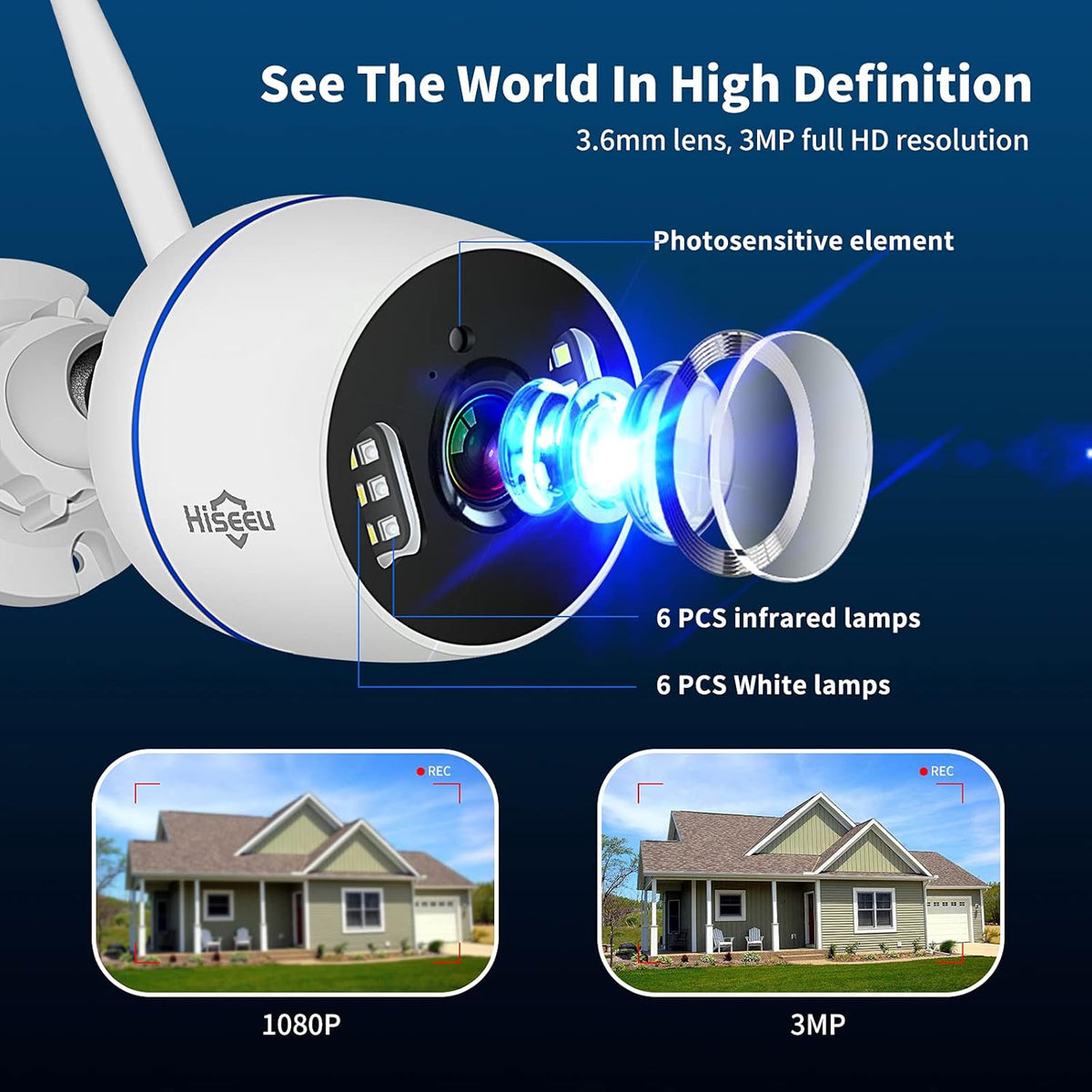 2K Outdoor Security Camera Bullet, 3MP IP66 Waterproof J5485