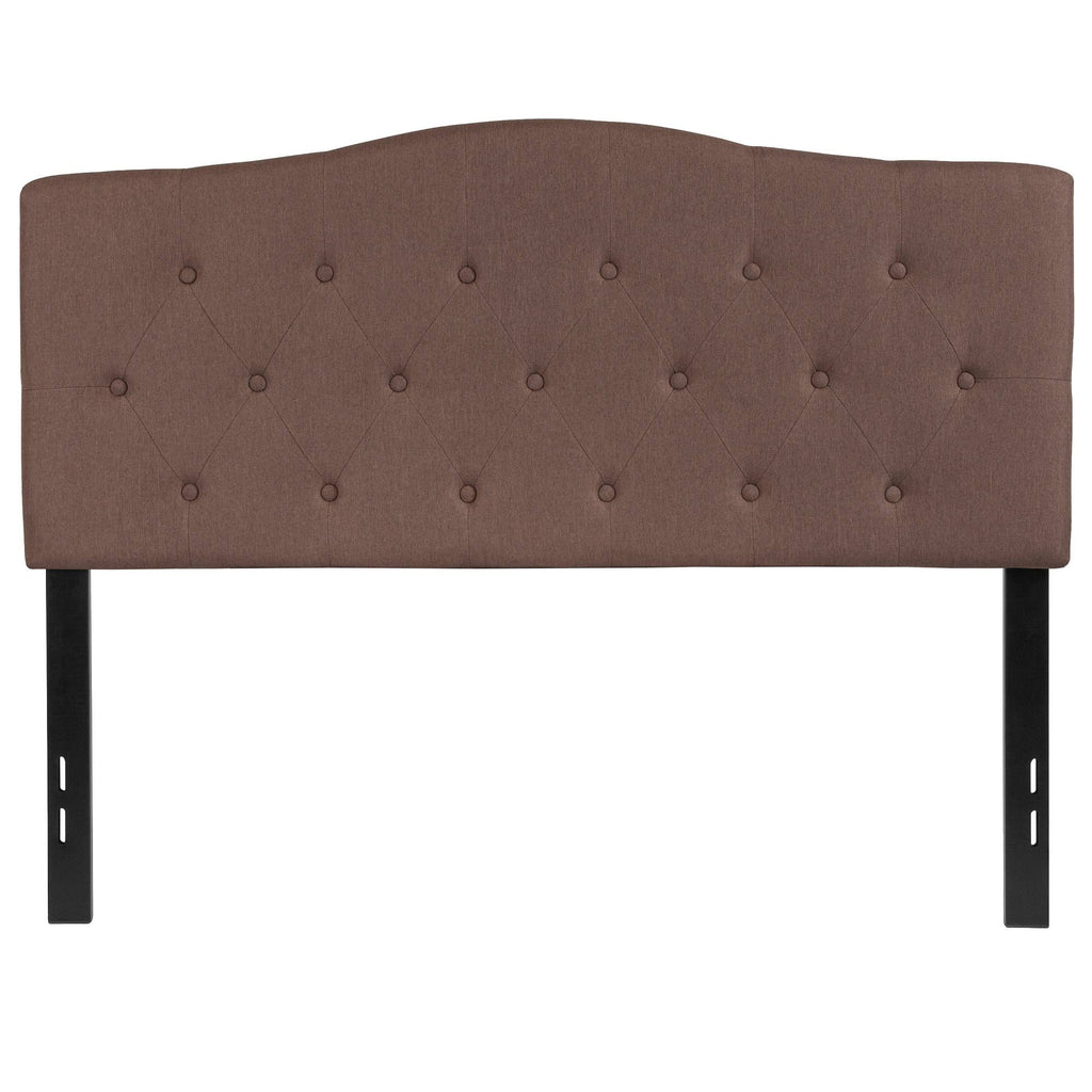 Camel Brown and Black Button Tufted Full Size Headboard R7318