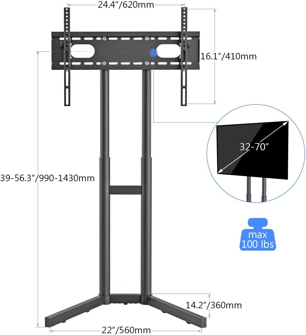 Height Adjustable TV Floor Stand for 32-70 inch TVs A542