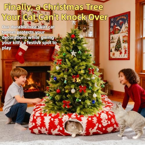 Christmas Cat Tunnel Bed with Warm Mat G19438