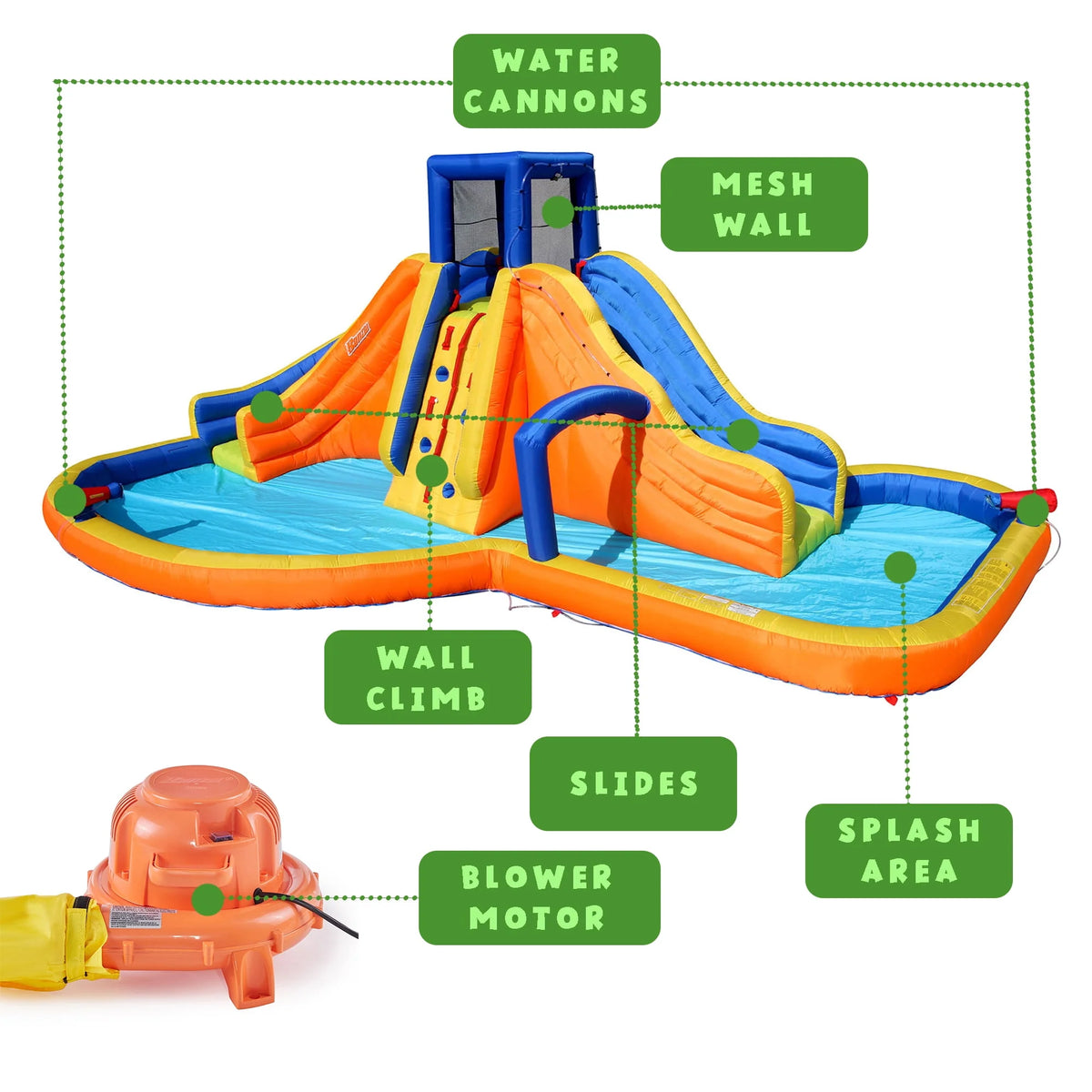 Inflatable Water Park Dual Slides Climbing Rope Z300