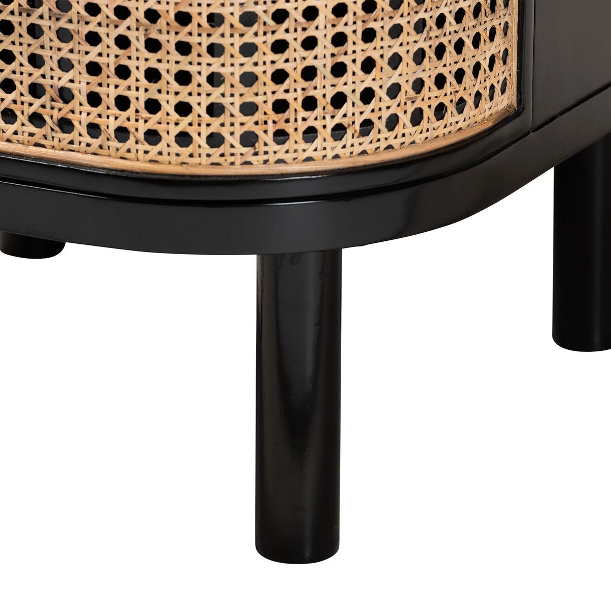 Black Wood and Rattan 3-Drawer End Table Nightstand A58965