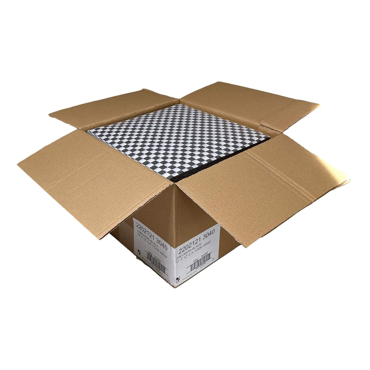12 x 12 Black Checkers Grease-Resistant Food-Safe Deli Sandwich Wrap Paper Sheets/Basket Liners, Case of 5000 O295838