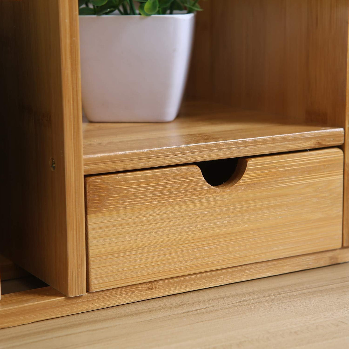 Bamboo Desktop Bookshelf with 3 Drawers A208