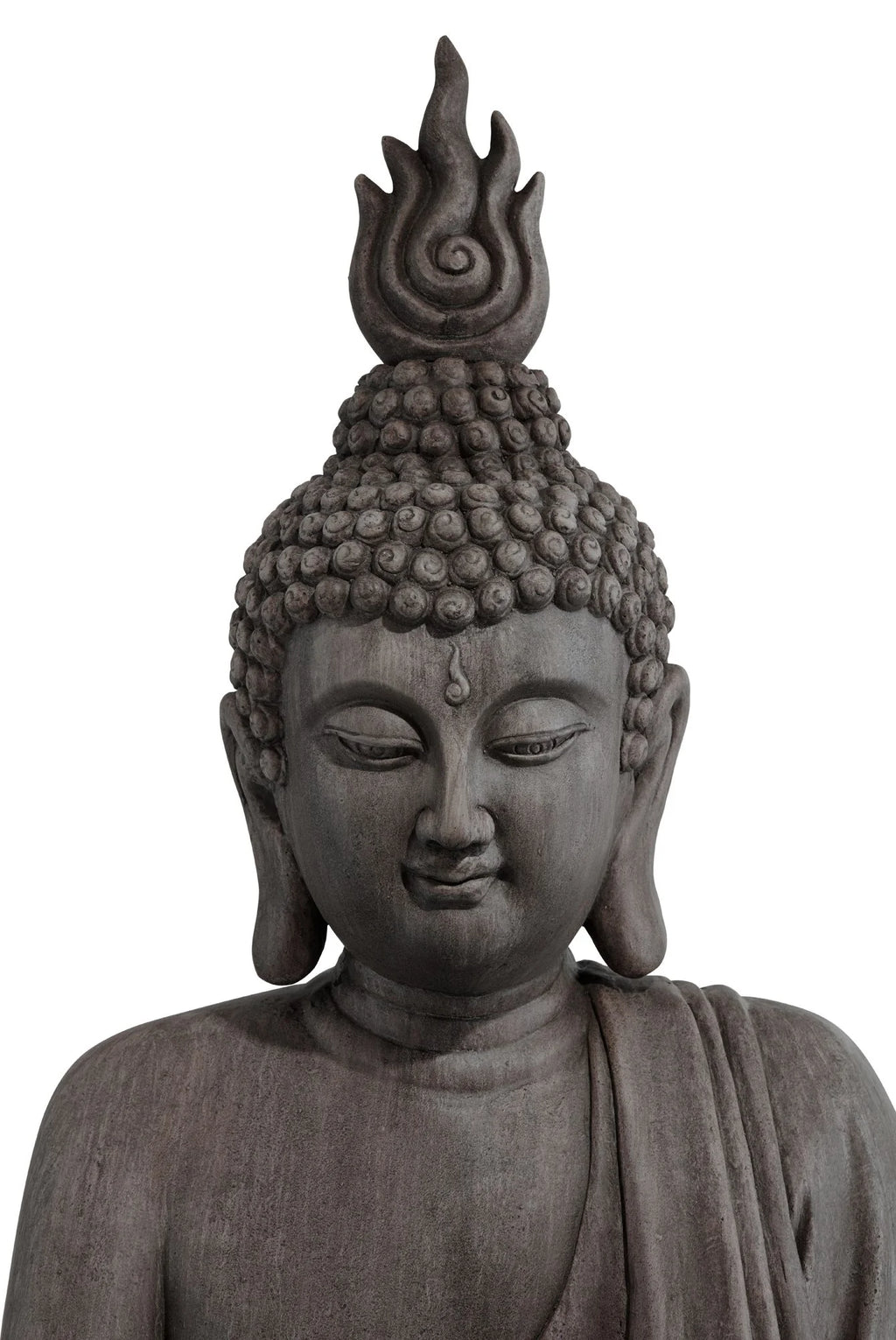 Large Sitting Buddha Statue Sculpture Stone Gray Finish 42" Tall I236