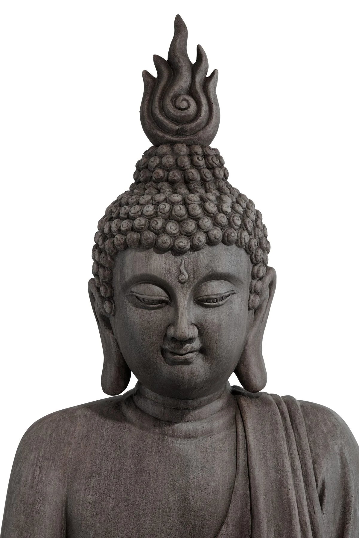 Large Sitting Buddha Statue Sculpture Stone Gray Finish 42" Tall I236