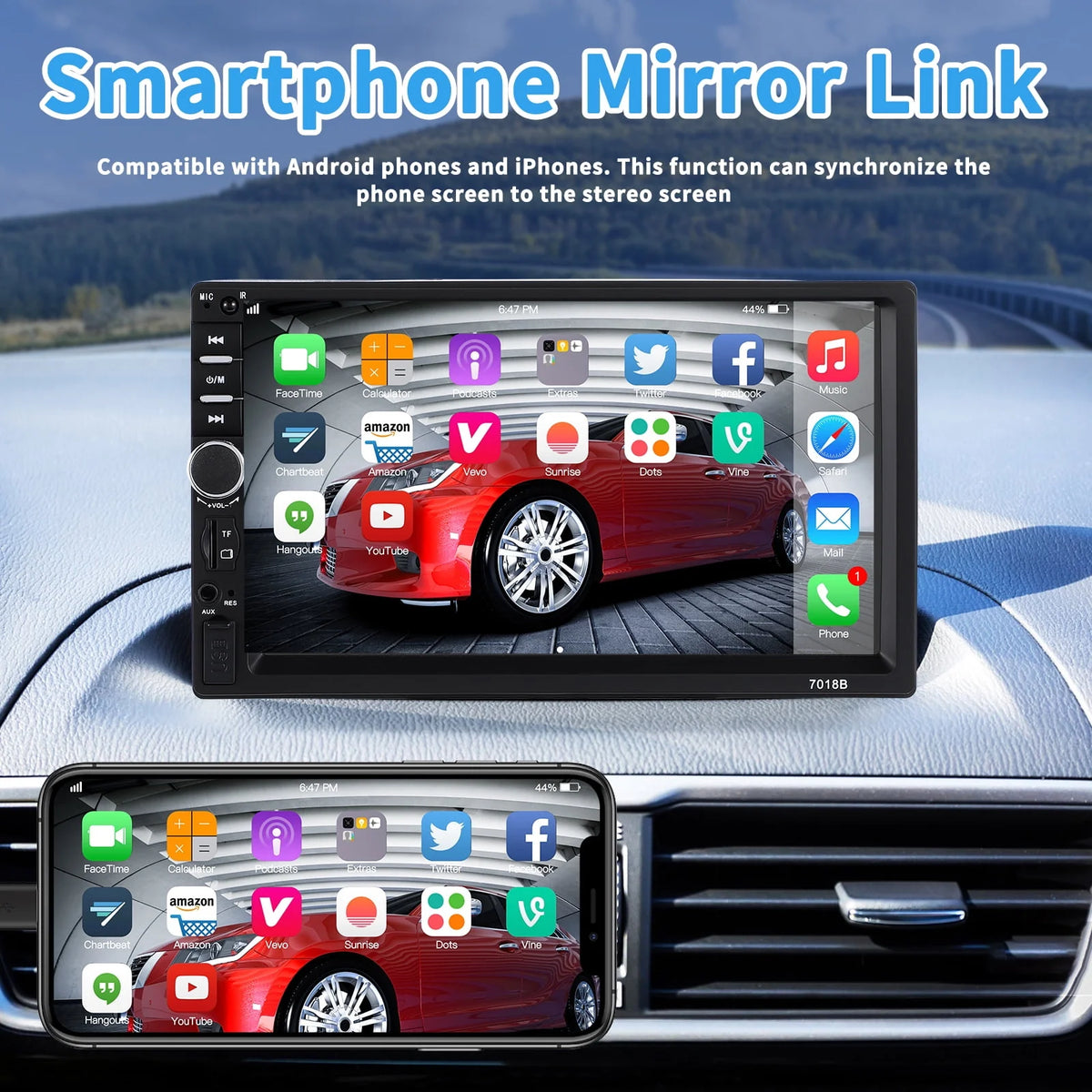 7 Inch Double Din Car Stereo with CD Player K628793