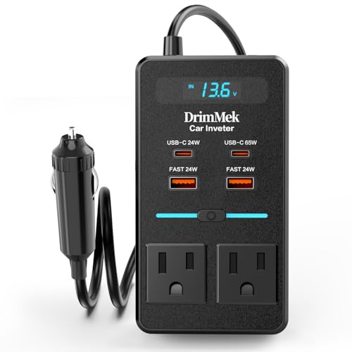 Car Power Inverter 12V to 110V AC with LCD Display 65W USB-C M400171