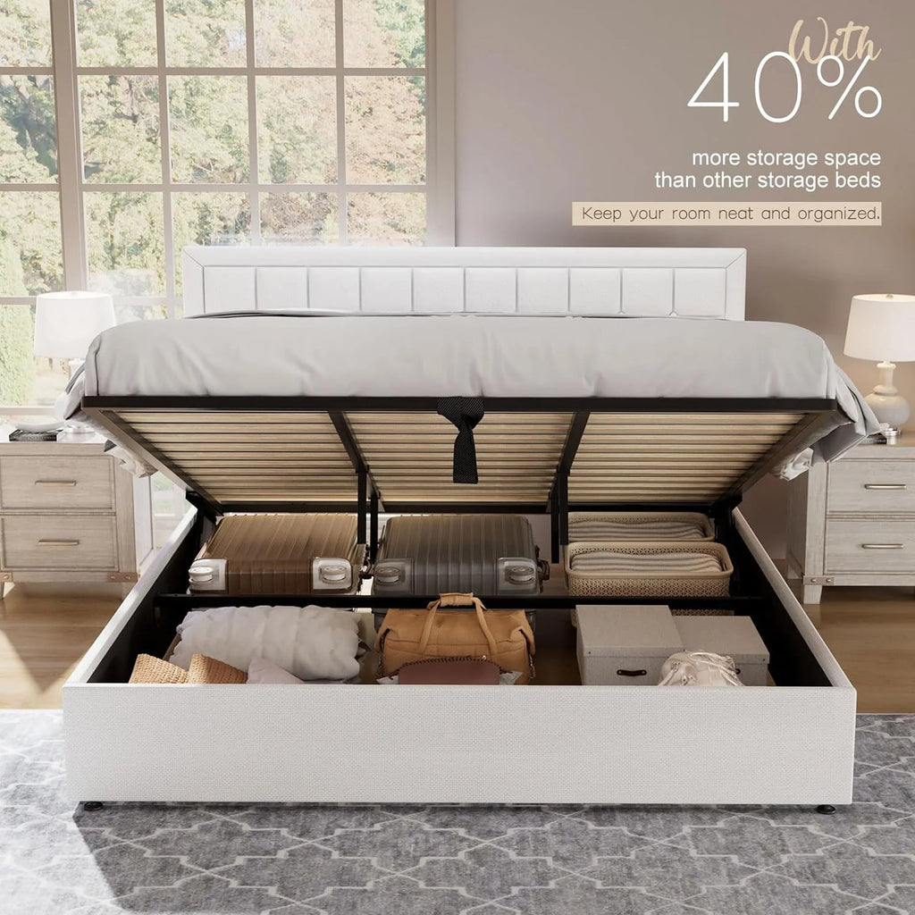 King Size Lift Up Storage Upholstered Platform Bed Frame K744146