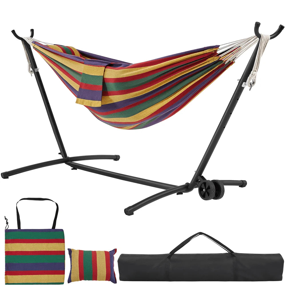 2-people Outdoor Hammock with Wheeled Stand Z75623