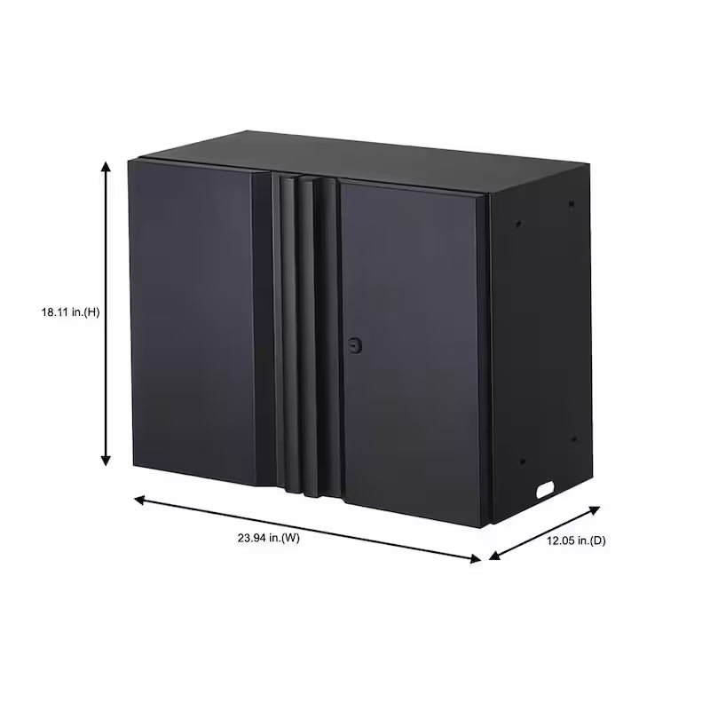 Black 24-Gauge Steel Wall Mounted Garage Cabinet H687351