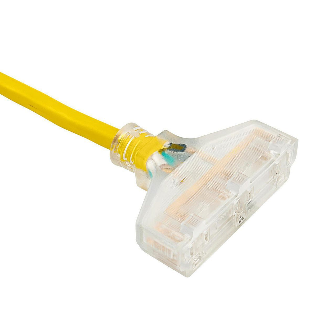 Yellow 25 ft. 10/3 Gauge Triple-Tap Extension Cord I2576