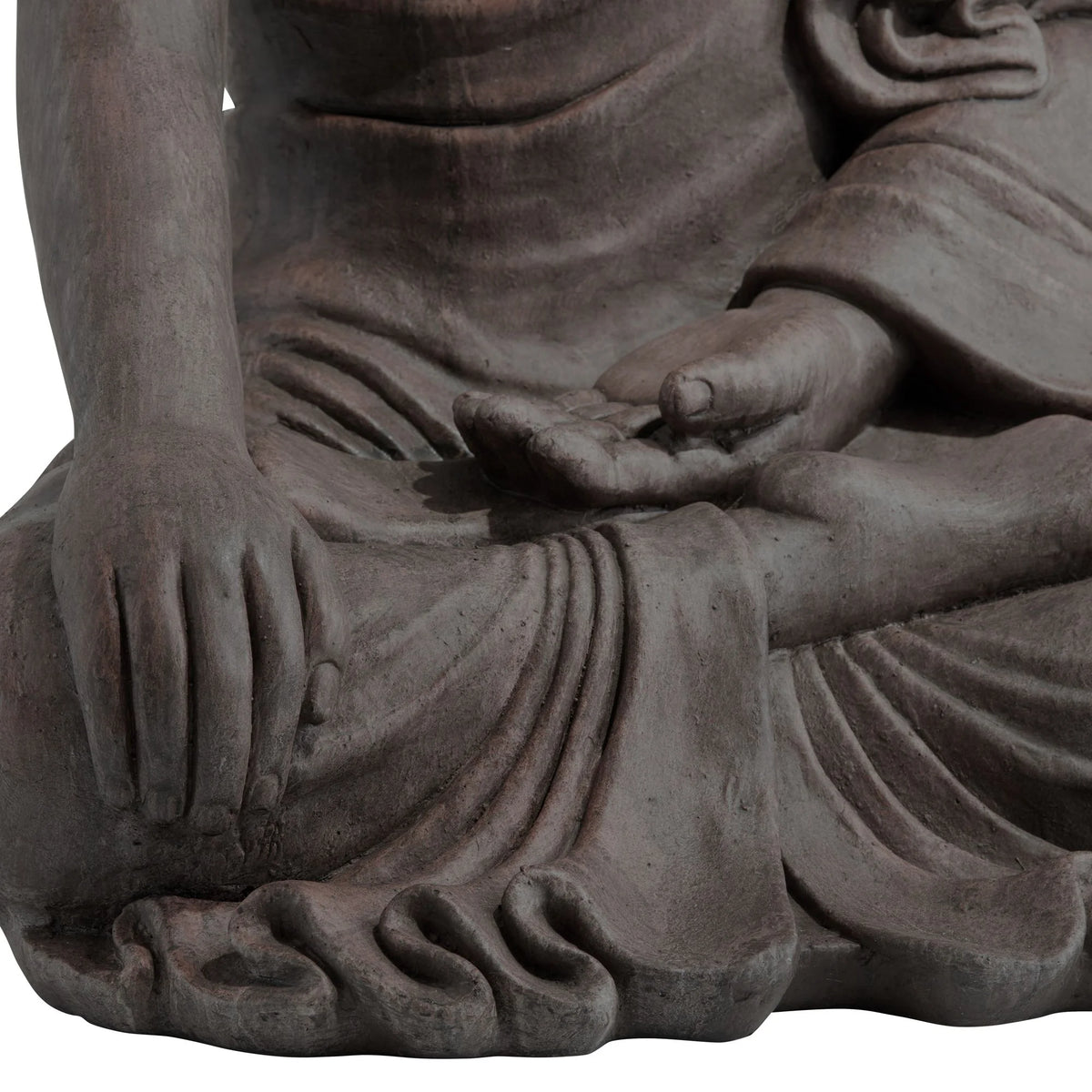 Large Sitting Buddha Statue Sculpture Stone Gray Finish 42" Tall I236