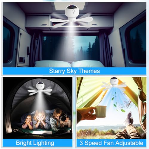 2 Sets Rechargeable Ceiling Fan with LED Lantern T5107