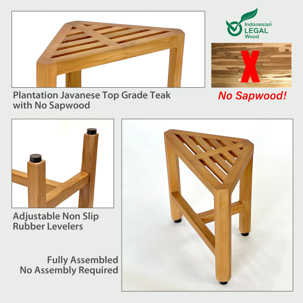 Solid Teak Corner Foot Stool Side Table T7108