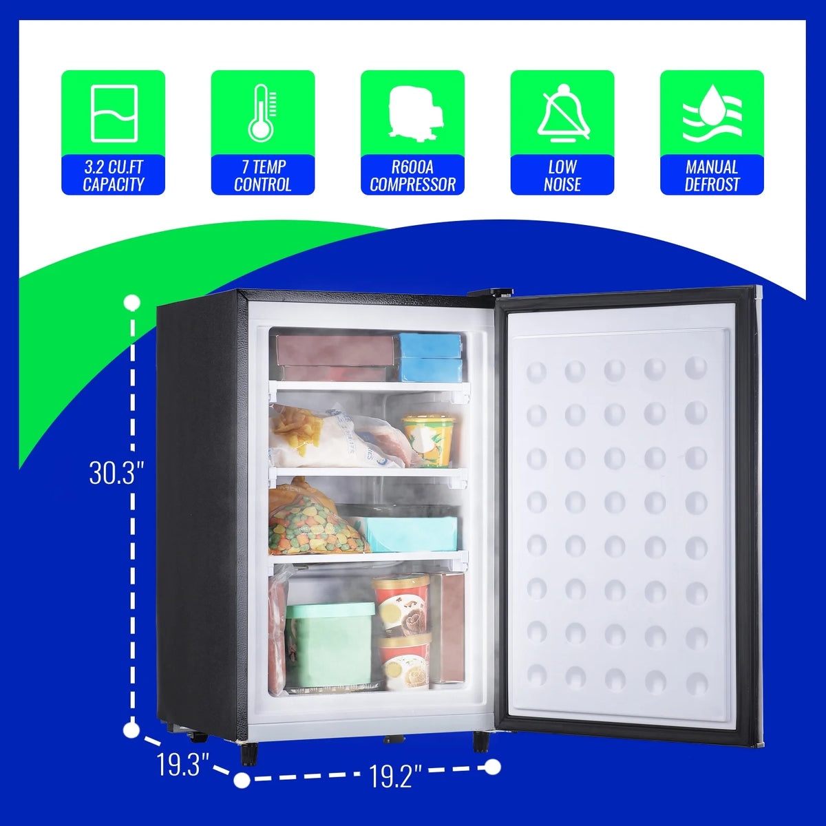Single Door Compact Upright Freezer 3.2 Cu.Ft I3409