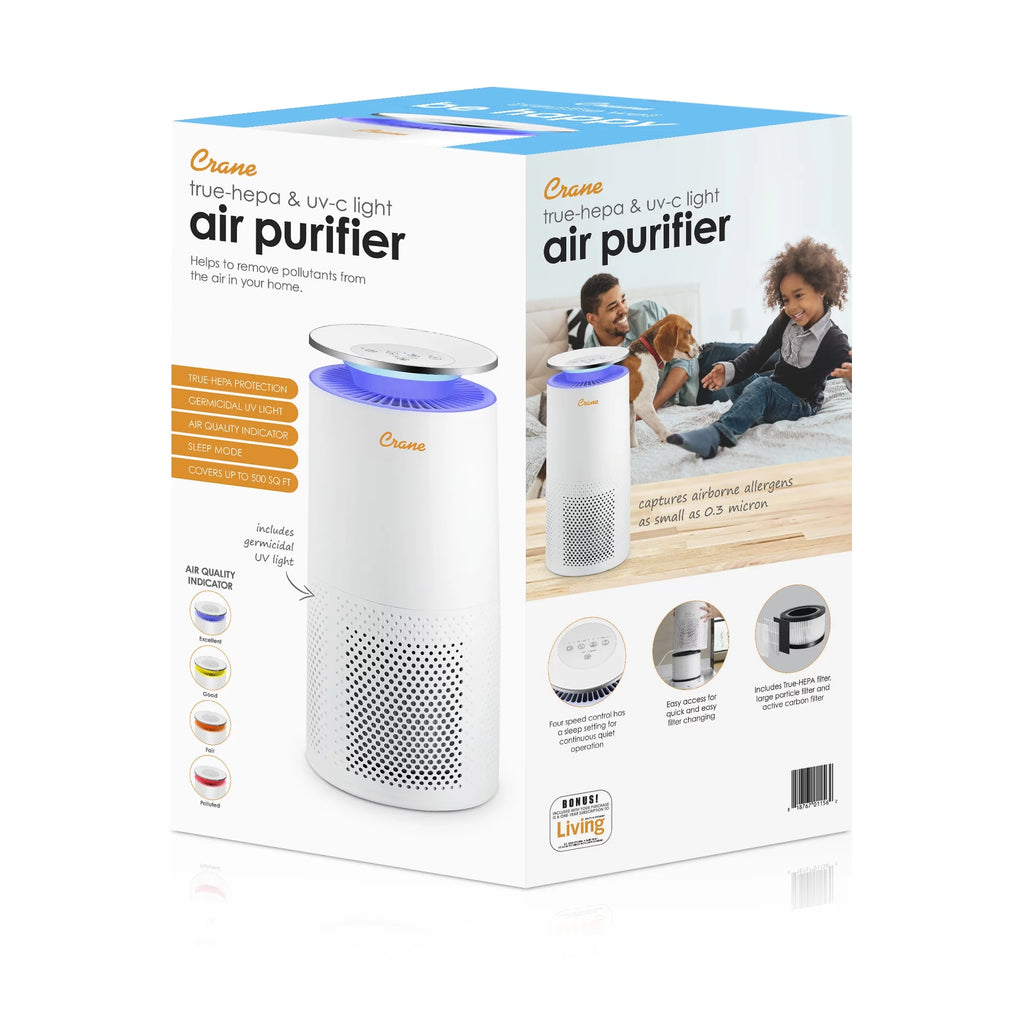 White True HEPA Tower Air Purifier with UV Light G739