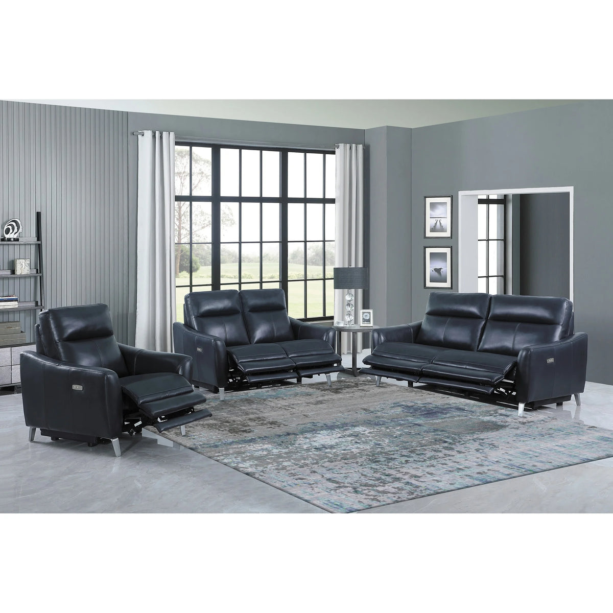 Blue 3-piece Power Reclining Living Room Set C229