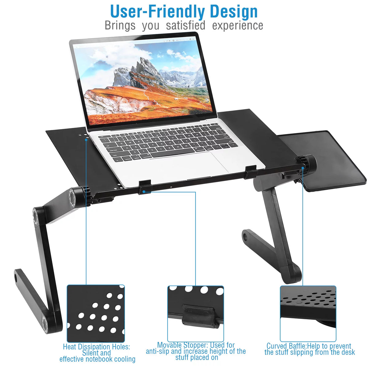 Folding Adjustable Laptop Desk with Mouse Board E24638