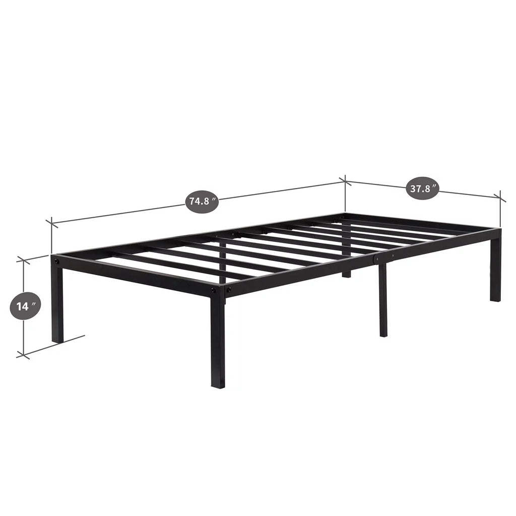 14 Inch Black Metal Twin Bed Frame Z737907