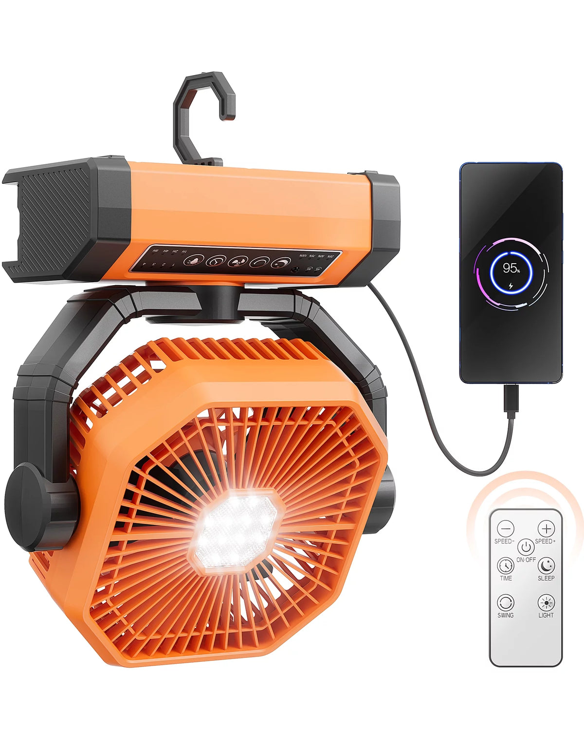 Portable Camping Fan 20000mAh Rechargeable with LED Lantern C1875