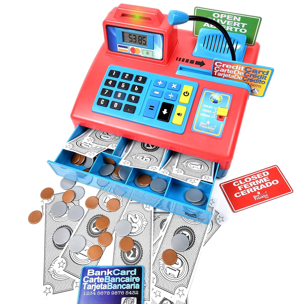Talking Cash Register Kit with Play Money and Store Set in Red Toy N97545